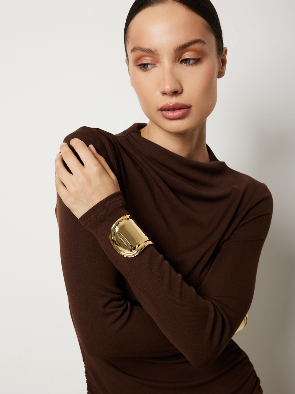 Платье вечернее праздничное длинное с драпировкой