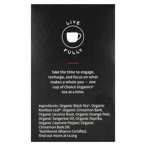 Choice Organic Teas, Черный чай, чай с пряностями и корицей, 16 чайных пакетиков, 32 г (1,12 унции)