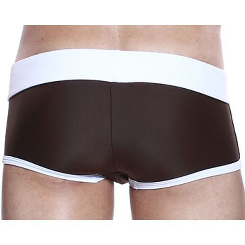 Мужские плавки хипсы коричневые с белым поясом Seobean Marine Hip Boxer