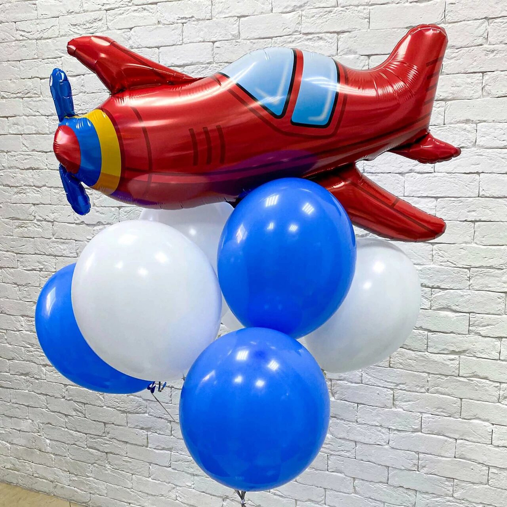 Композиция из шаров, красный самолет
