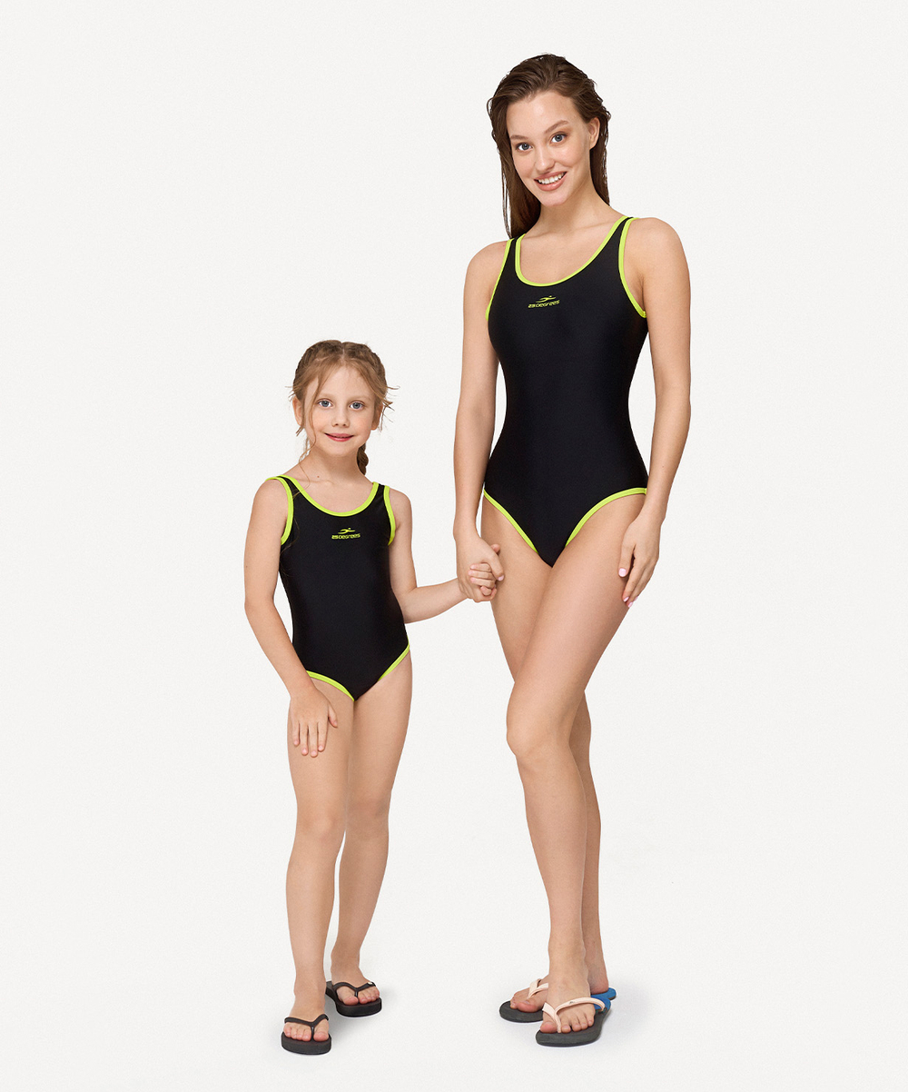 Купальник для плавания Edge Black/Lime, полиамид, детский