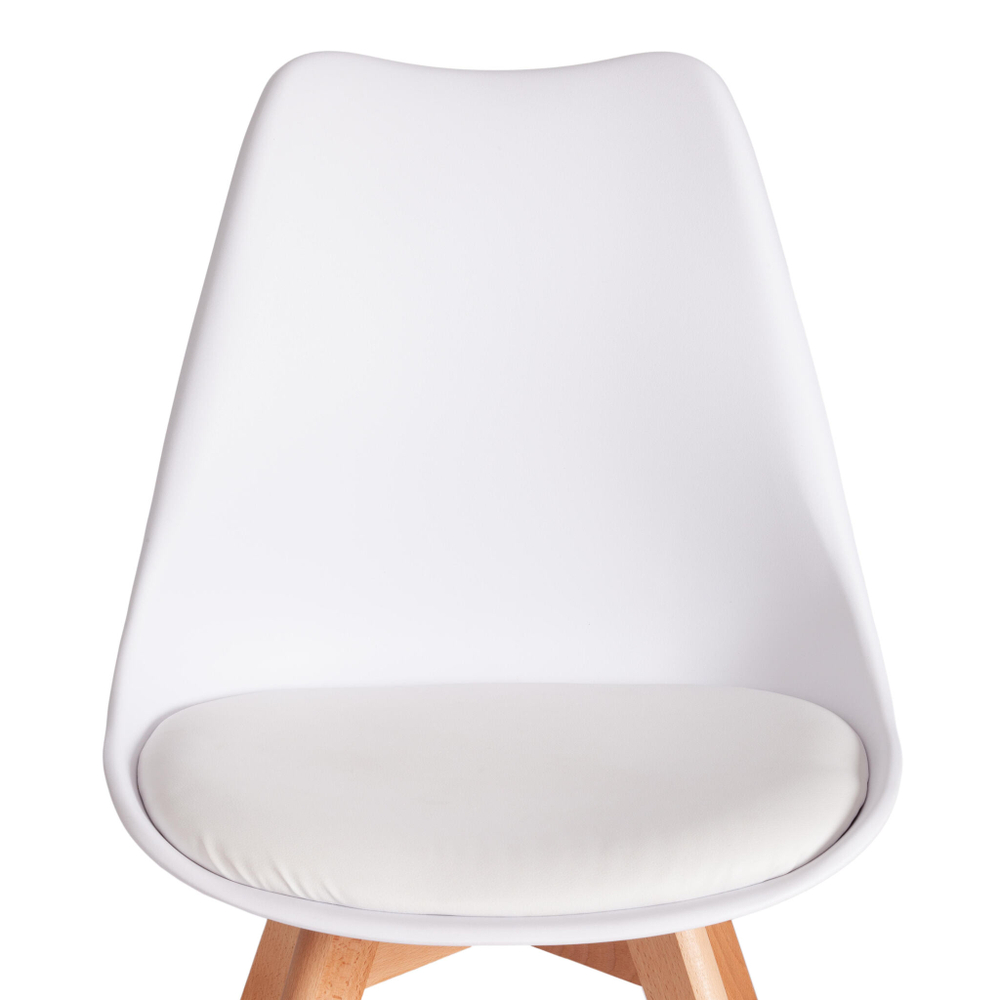 Стул TULIP (mod. 73-1) дерево/пластик/экокожа, 47,5x55x80 см, Белый (White)