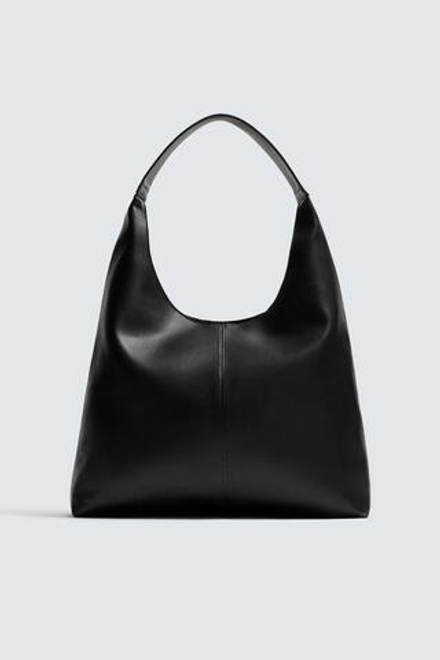 ZARA ОДНОТОННАЯ СУМКА-ШОПЕР, ЧЕРНЫЙ