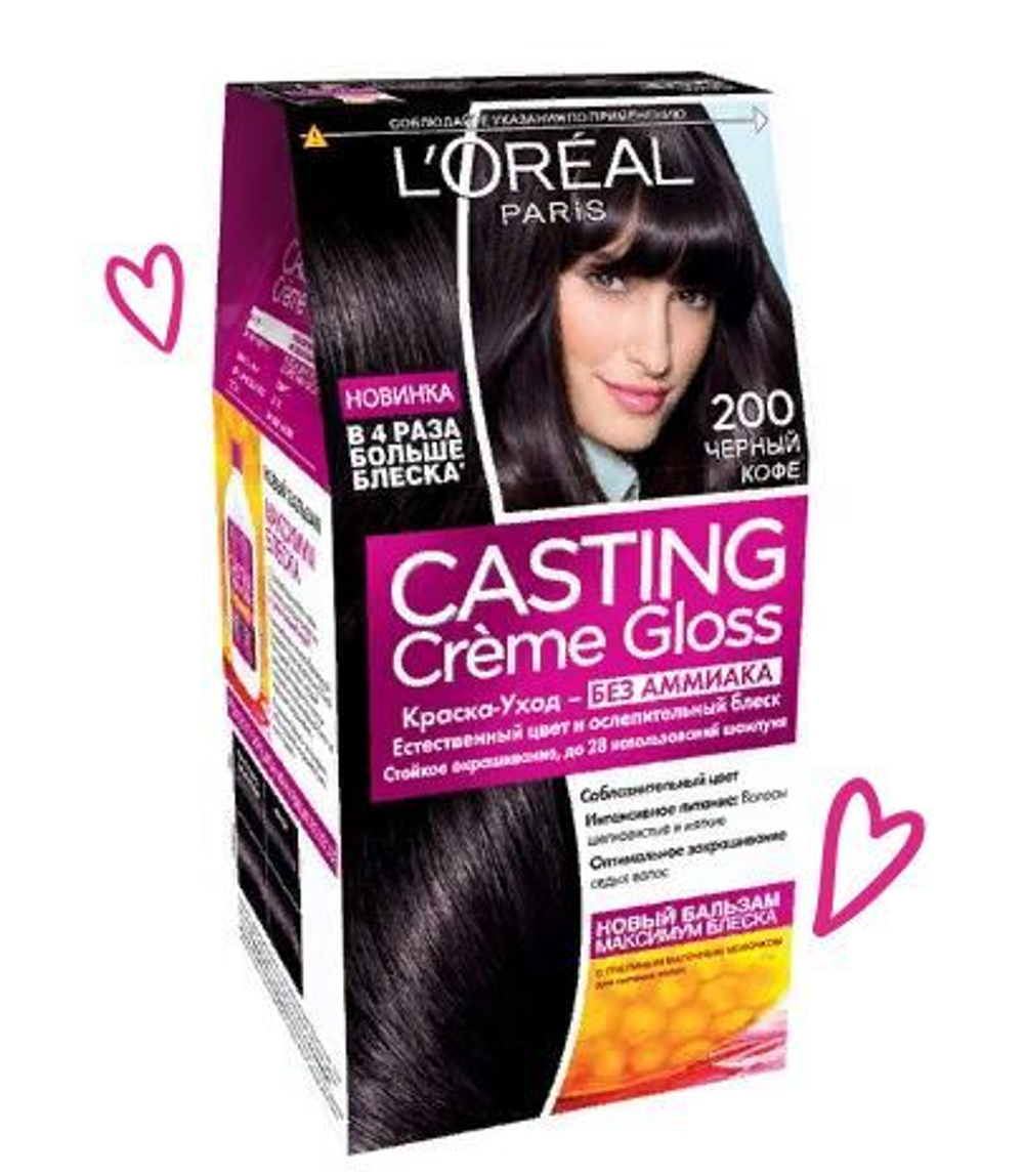 L'Oreal Paris Краска для волос Casting Creme Gloss, тон №200, Черный кофе, 180 гр