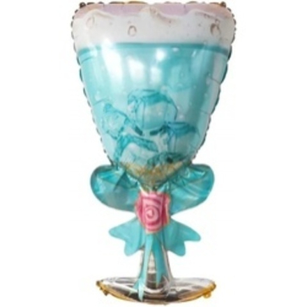 Шар (32"/81 см) Фигура, Бокал Шампанское, Кубики льда, Голубой