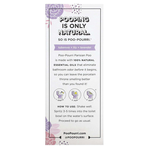 Poo-Pourri, Before-You-Go, спрей-освежитель для туалета, Parisian Poo, 59 мл (2 жидк. унции)