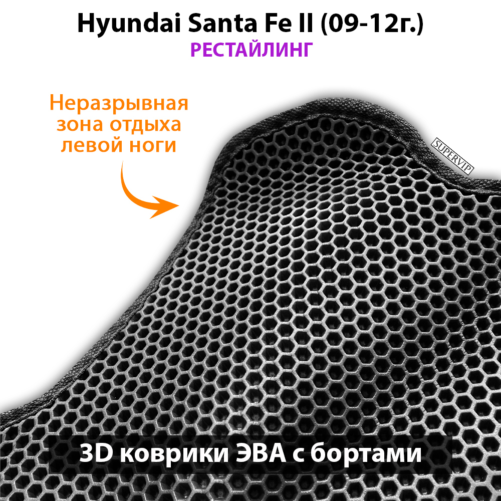 Автомобильные коврики ЭВА с бортами для Hyundai Santa Fe II (05-12г.)