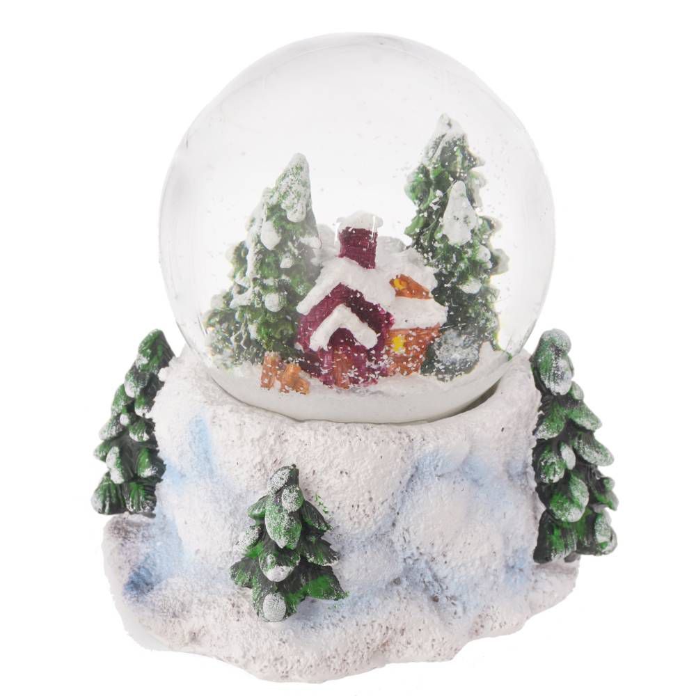 GAEM Фигурка декор в стекл шаре "Домик/Олень", D 6.5 см, L9 W8 H9 см, 3в.