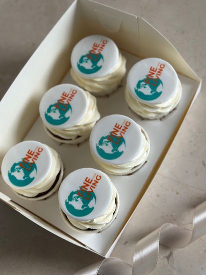 Капкейки с логотипом, печать на мастике, упаковка на 6 шт