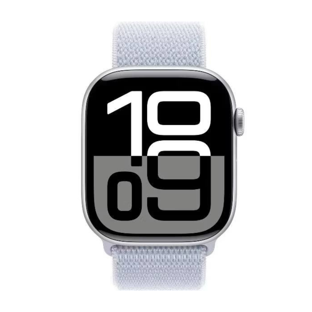 Apple Watch 10 42mm Silver Aluminum Case with Sport Loop, Blue Cloud