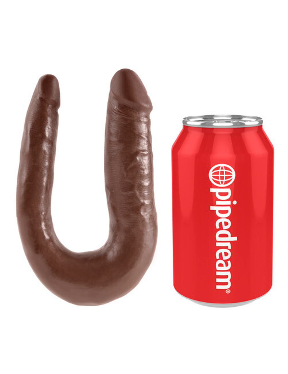 Двусторонний коричневый дилдо King Cock U-Shaped Small Double Trouble Brown (Цвет: коричневый)