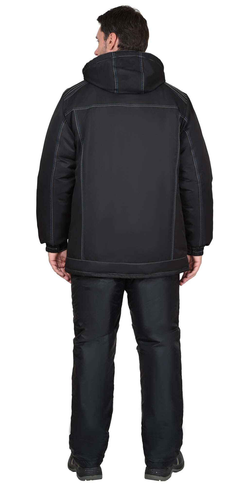 Куртка "АЛЕКС" : зимняя, мужская, цв. черный с голубой отд. (ЧЗ)