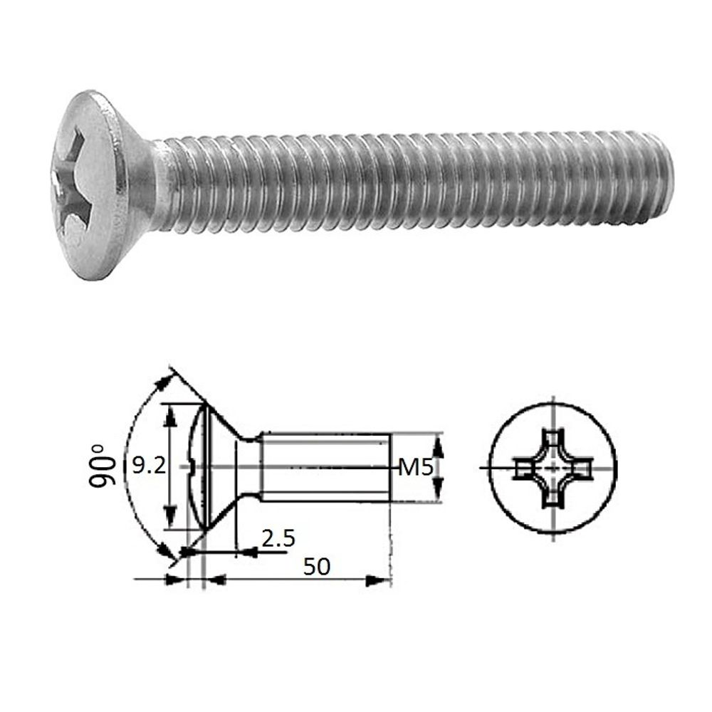 Винт п/пот.гол M5X50 нерж.A2 (100 шт)