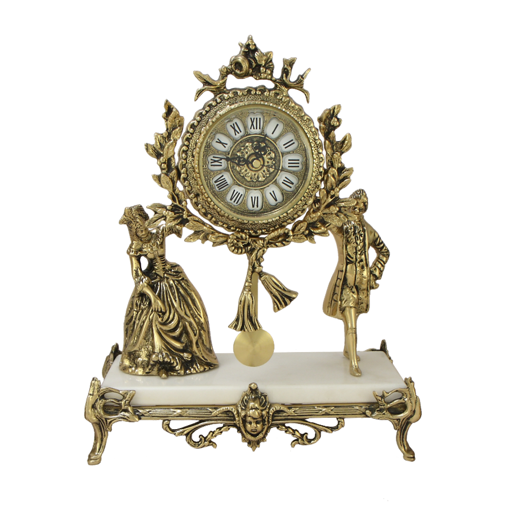 Bello De Bronze Часы каминные Пастораль на мраморной подставке
