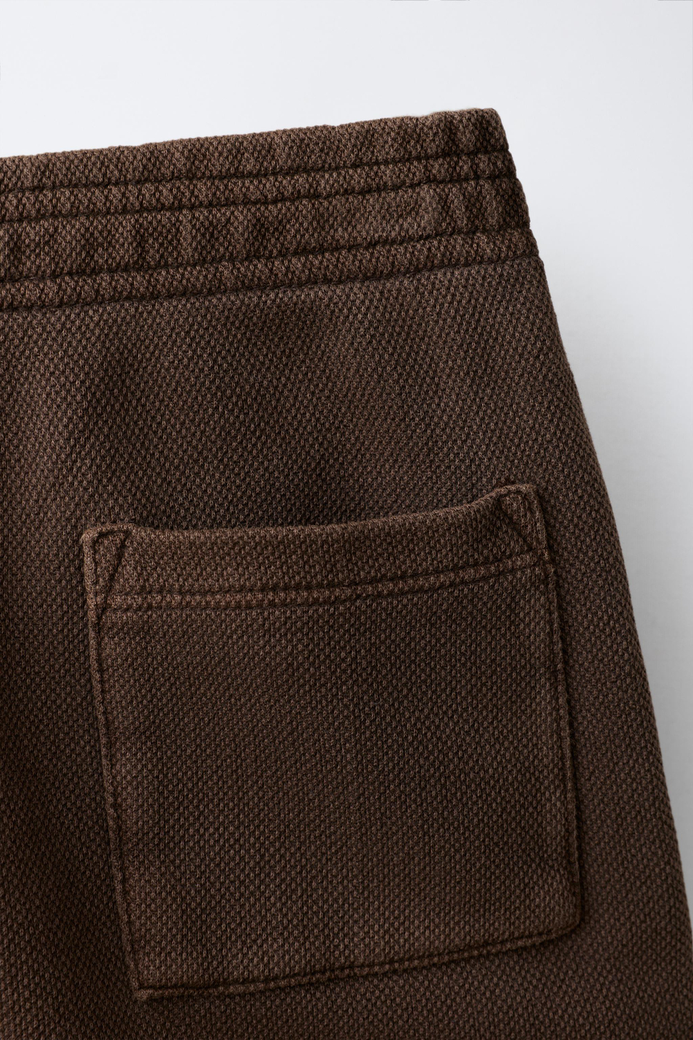 ZARA ОДНОТОННЫЕ ШОРТЫ ИЗ ТКАНИ ПИКЕ, КОРИЧНЕВЫЙ