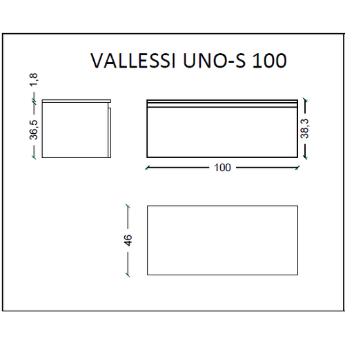 Тумба Armadi Art Flat Valessi Uno-S 100см 897-100-A mat, АНТРАЦИТ мат