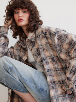 Рубашка Grunge, сине-бежевая