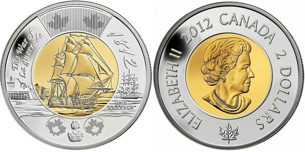 Канада 2 доллара, 2012 Война 1812 года - Фрегат Шеннон XF