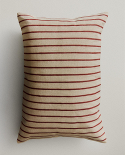 Zara Home наволочка декоративная из хлопка, малиновый, в полоску