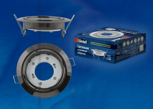 GX53/H5-M BLACK CHROME 1 PROM Светильник ультратонкий поворотный встраиваемый. Цвет корпуса черный хром. Картонная упаковка.