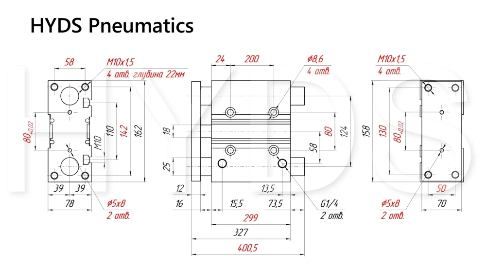 MGPM63TF-250Z Пневмоцилиндр