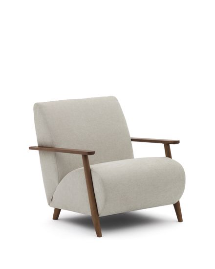 Кресло Meghan из жемчужного шенилла и массива ясеня с отделкой под орех Испания La Forma