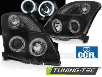 Передние фары Angel Eyes для Suzuki Swift II (05-10) CCFL Black