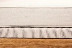 "Канны" угловой модуль плетеный из роупа, основание дуб, роуп бежевый круглый, ткань бежевая 052