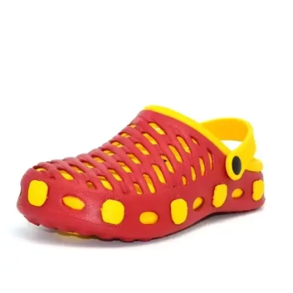Пантолеты женские пляжные EvaShoes "Комби Слим", Красный/Желтый