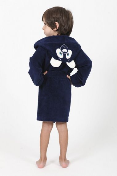 Халат детский  с капюшоном Мишка синий NUSA Турция