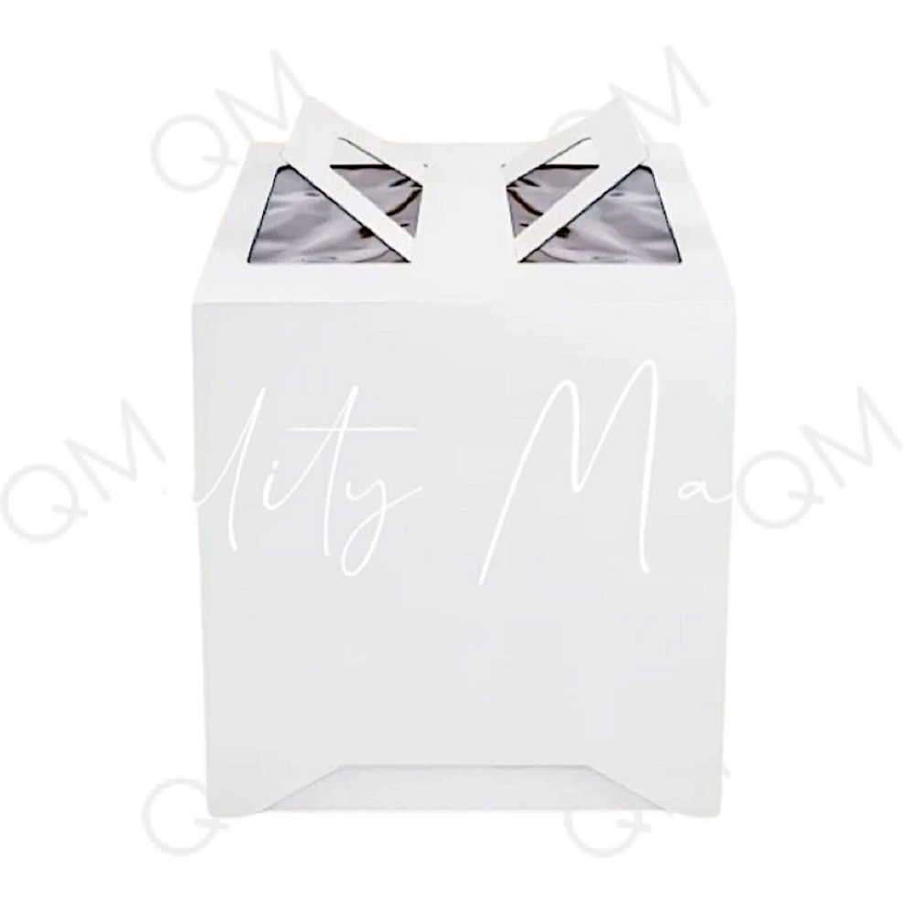 Коробка для торта с окошком и ручками 260*260*280 мм (белая), 50шт