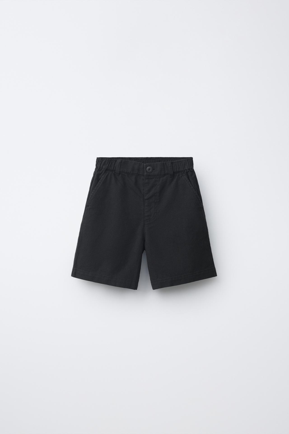 ZARA ШОРТЫ ИЗ СМЕСОВОГО ХЛОПКА И ЛЬНА, ЧЕРНЫЙ