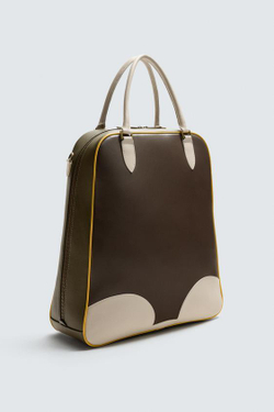 ZARA HARRY LAMBERT X DISNEY КОЖАНАЯ СУМКА-ШОПЕР, КОРИЧНЕВЫЙ