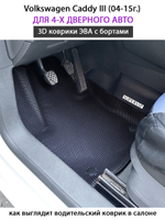 Автомобильные коврики ЭВА с бортами для Volkswagen Caddy III (04-15г.) для 4-х и 5-ти дверного авто