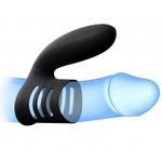 Черное эрекционное кольцо-насадка с отростком We Ring (Цвет: черный)