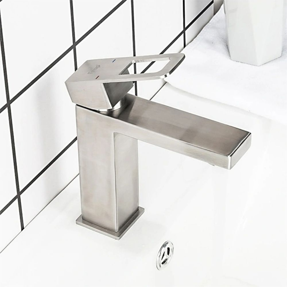 Смеситель для раковины, Frap, корот изл, с картриджем, нерж, F10804