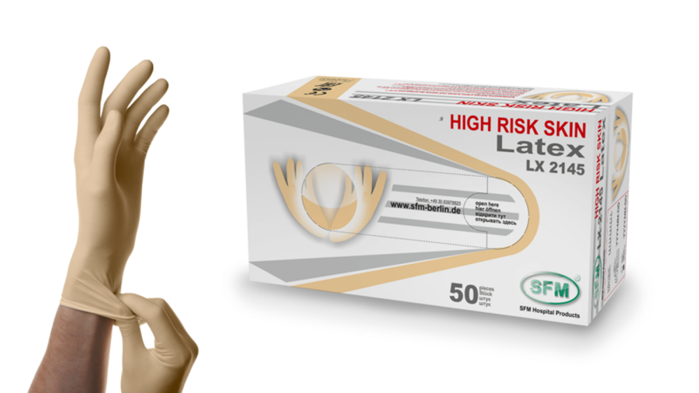 Перчатки смотровые нестерильные латексные неопудренные HIGH RISK LX 2145 SFM 25 пар