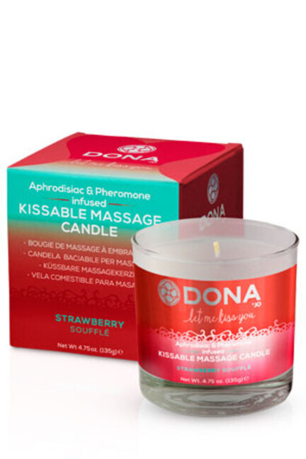 Массажная свеча для оральных ласк Dona Kissable Massage Candle Strawberry Souffle 135 г (Цвет: белый)