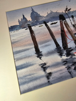 Картина авторская акварельная в паспарту 30х40 см на стену для интерьера "На грани в Венеции"