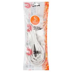 Удлинитель электрический ЭРА UX-1е-5m с заземлением 1 розетка 5м ПВС 3x0,75мм2 10А | Бытовые удлинители