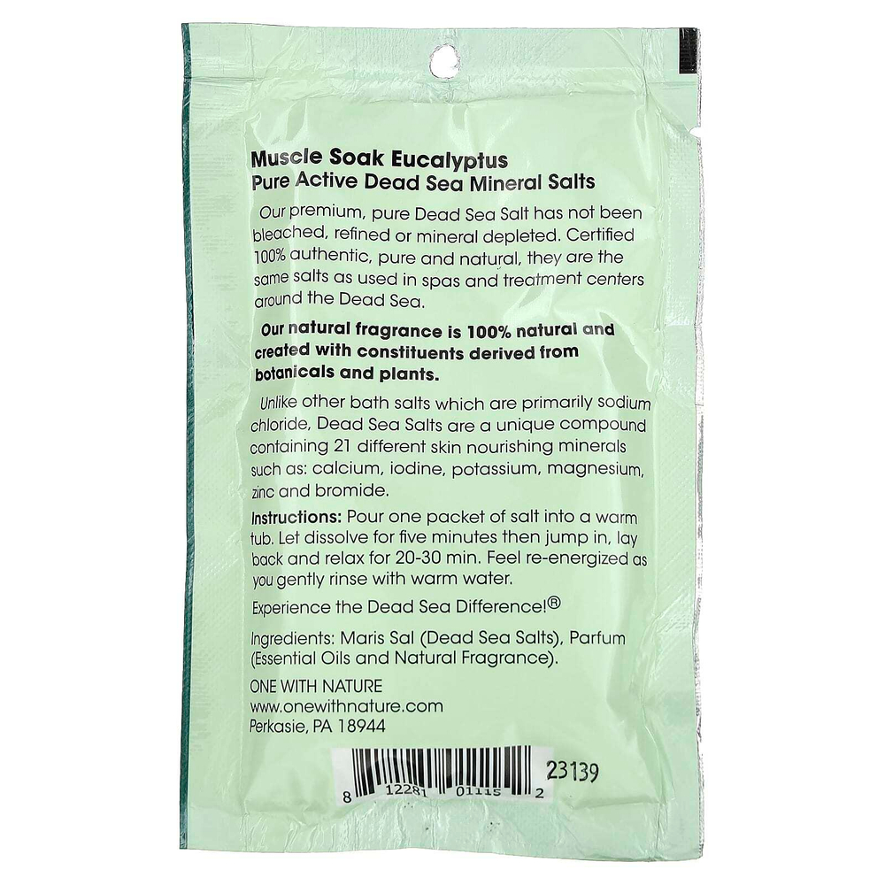 One with Nature, Dead Sea Spa, минералы, расслабление мышц, с запахом эвкалипта, 70 г