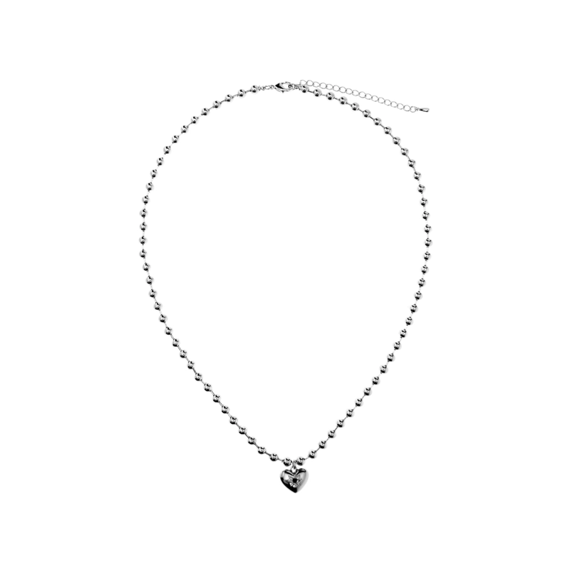 Колье Серебряное с Бусинами и Подвеской Сердцем