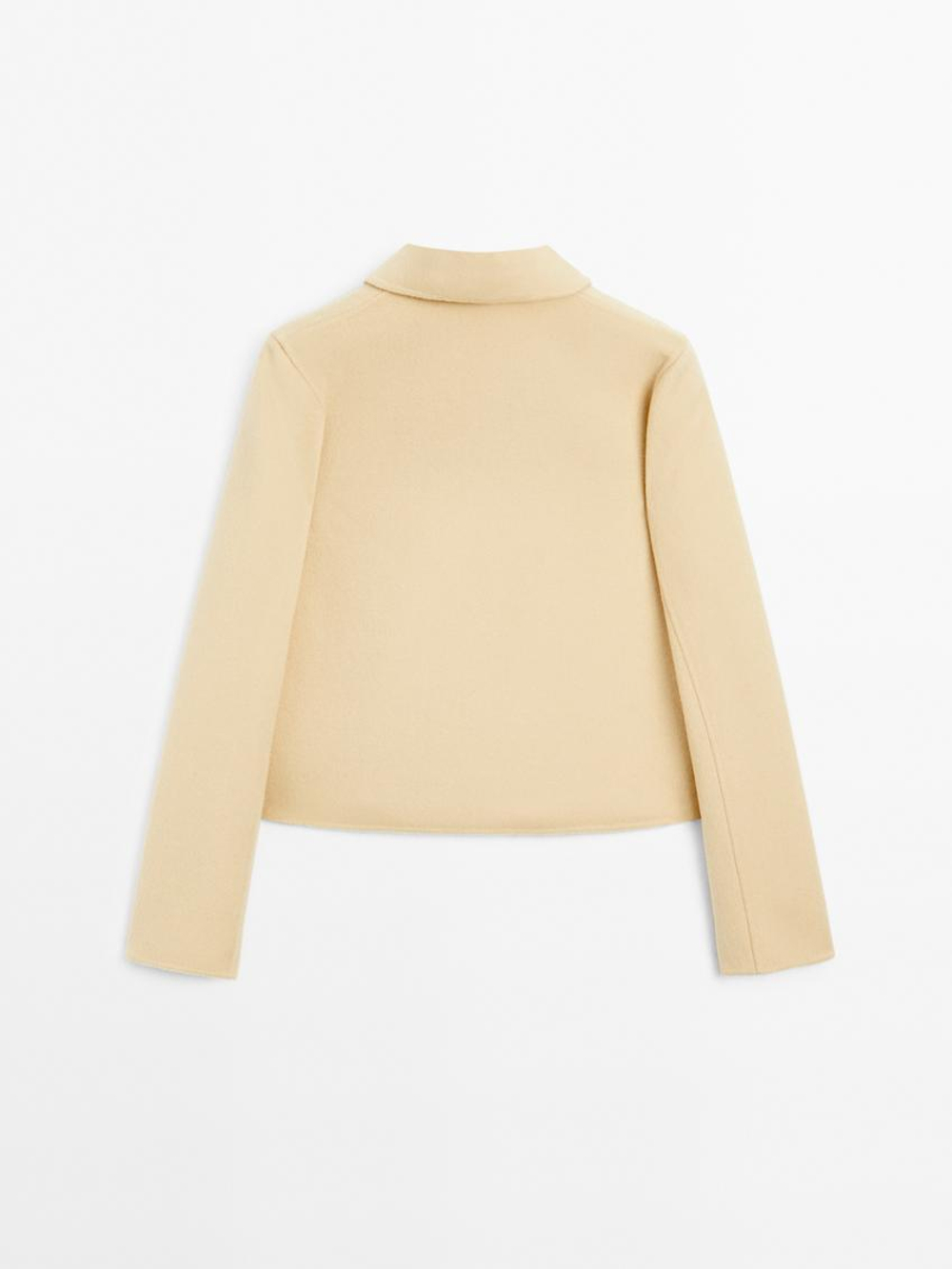 Massimo Dutti Короткое пальто из смесовой шерсти, светло-бежевый