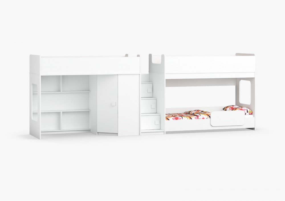 Трехъярусная кровать КарИВи Л-43.2.5 Белый  Белый