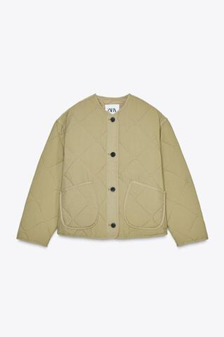 ZARA СТЕГАНАЯ КУРТКА WATER REPELLENT, СВЕТЛЫЙ ЖЕЛТО-КОРИЧНЕВЫЙ