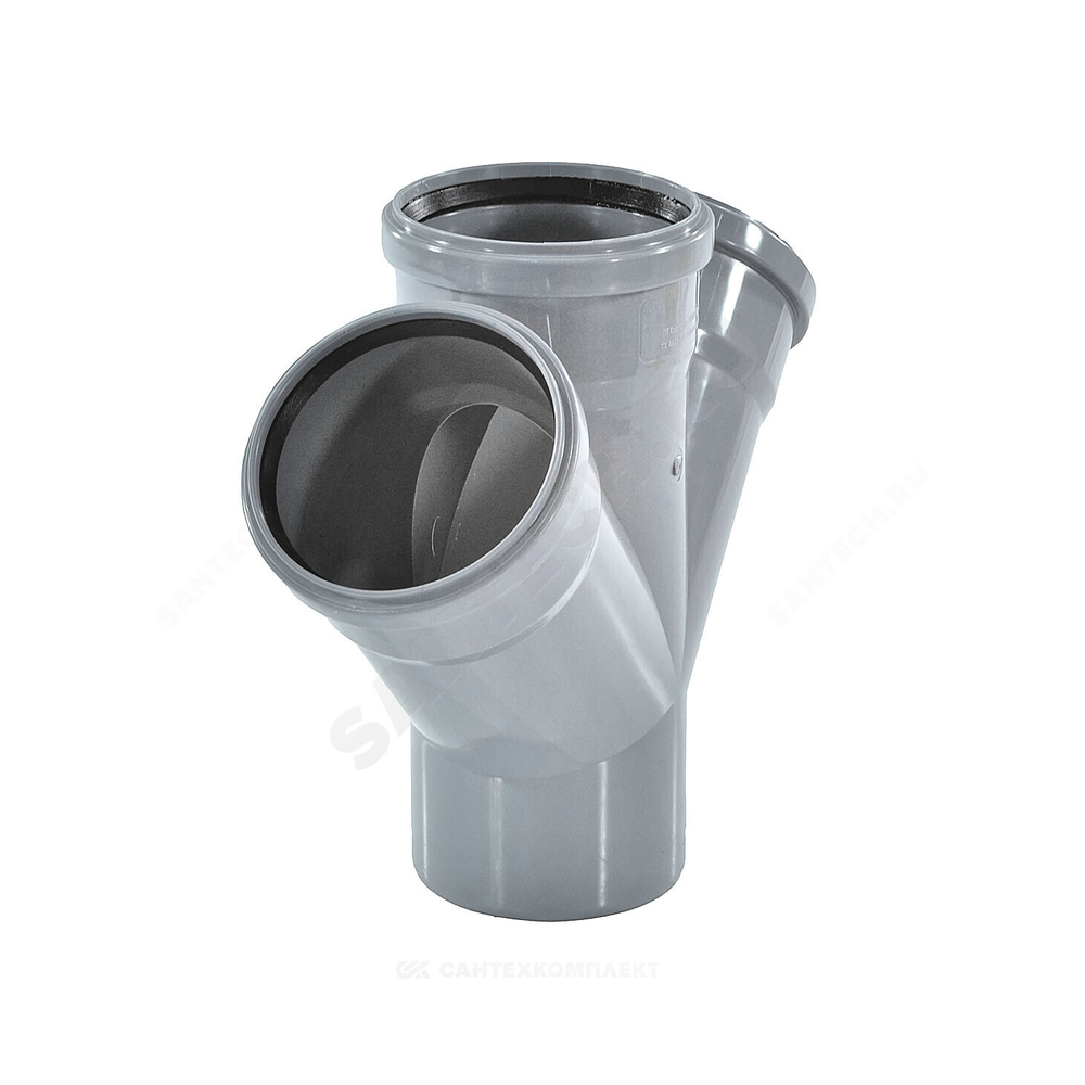 Крестовина PP-H 1-плоскостная серый BASE Дн 110х110х110х45гр б/нап в/к VALFEX 27111110