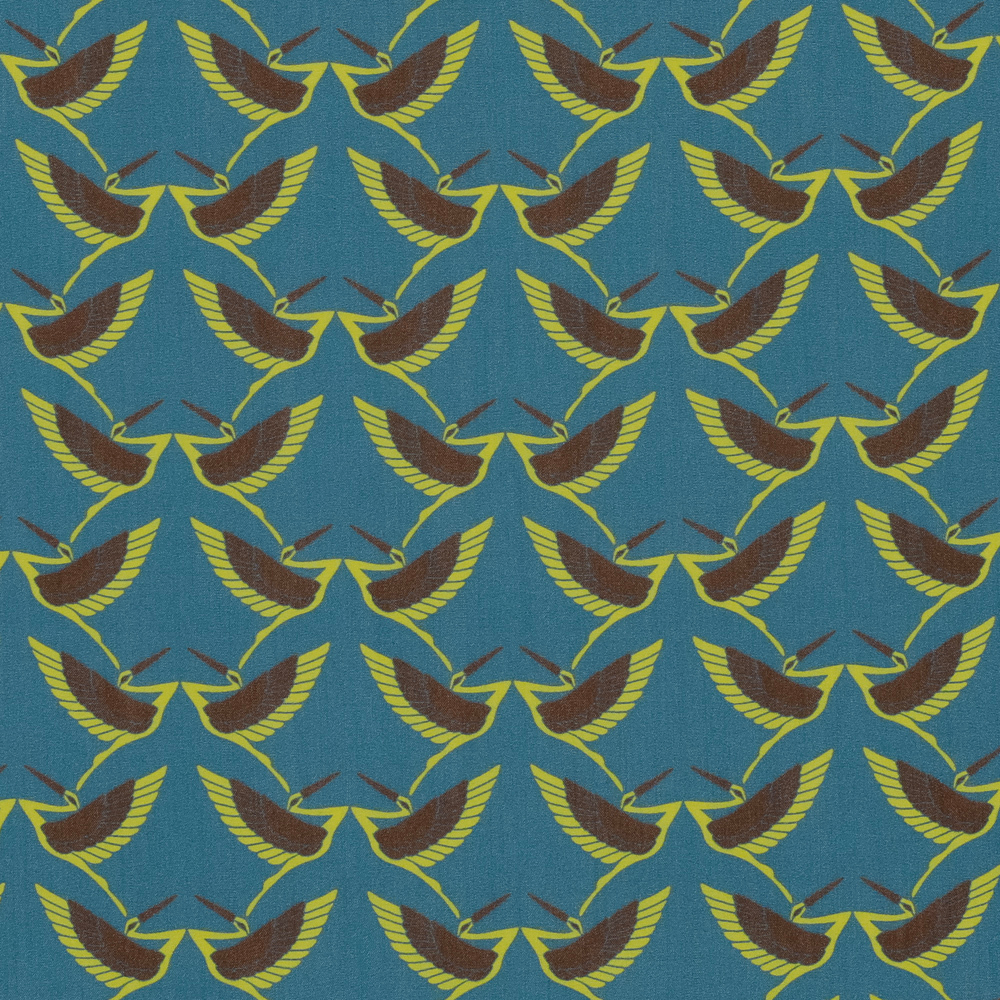 Шёлково-вискозная ткань "Цапли" на оттенке голубого (114 г/м2)