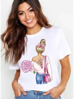 Футболка девушка с букетом