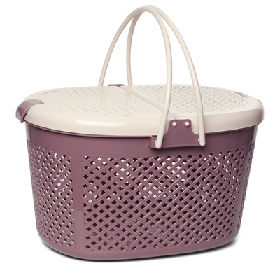 Переноска овальная для животных "Лукошко", пыльная роза, 470*340*280мм, Triol