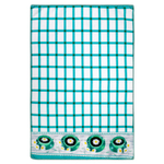 Салфетка из МИКРОФИБРЫ универсальная, 40х60 см, бирюзовая клетка, орнамент, 240 г/м2, BOOMHOUSE (БУМХАУС), 700879